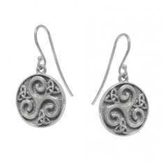 Triskelion Style Dangle Earring, Sterling Silver