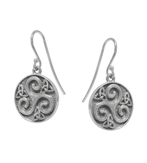 Triskelion Style Dangle Earring, Sterling Silver