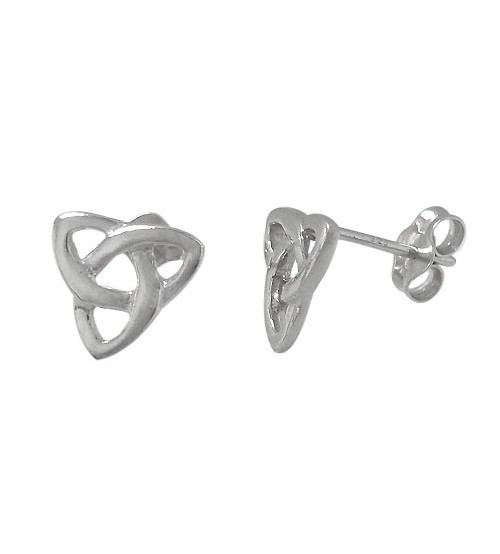 Flat Celtic Knot Stud Earring, Sterling Silver