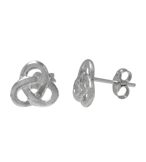 Flat Celtic Knot Stud Earring, Sterling Silver