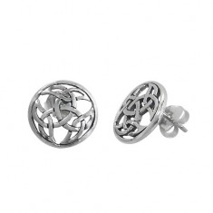 Round Celtic Knot Stud Earring, Sterling Silver
