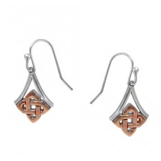 2-Tone Celtic Knot Dangle Earring, Sterling Silver