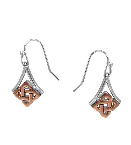 2-Tone Celtic Knot Dangle Earring, Sterling Silver