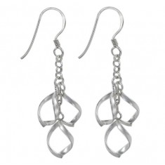 Triple Twisted Loop Dangle Earrings, Sterling Silver