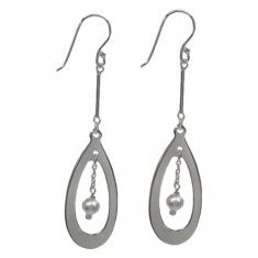 Flat Teardrop Dangle Earrings, Sterling Silver