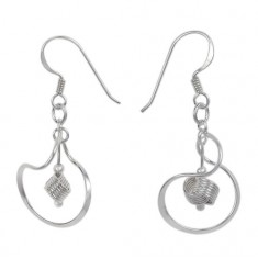 Twisted Loop & Wire Dangle Earrings, Sterling Silver