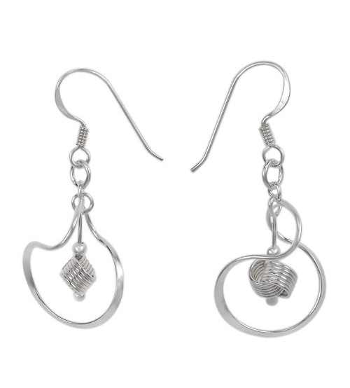 Twisted Loop & Wire Dangle Earrings, Sterling Silver