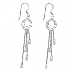 3mm Ball Bead Dangle Earrings, Sterling Silver