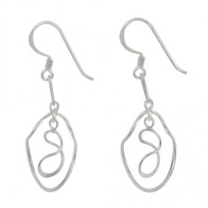 Unique Art Dangle Earrings, Sterling Silver