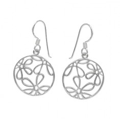 Unique Round Dangle Earrings, Sterling Silver