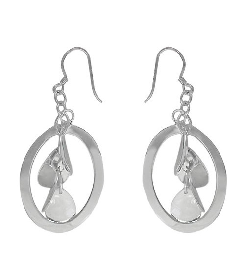 Oval Dangle Earrings, Sterling Silver