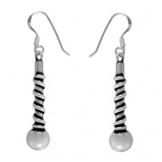 8mm Ball Dangle Earrings, Sterling Silver