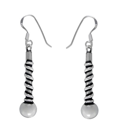 8mm Ball Dangle Earrings, Sterling Silver