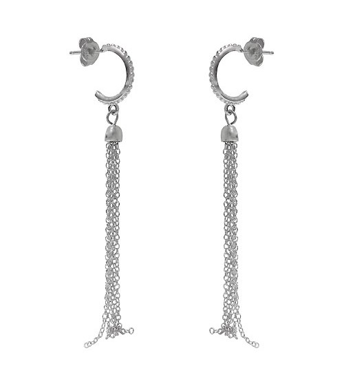 Tassel Dangle Stud Earrings, Sterling Silver