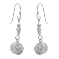Wire Ball Dangle Earrings, Sterling Silver