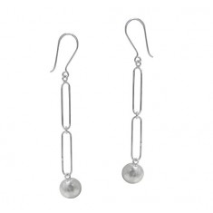 10mm Ball Bead Dangle Earrings, Sterling Silver