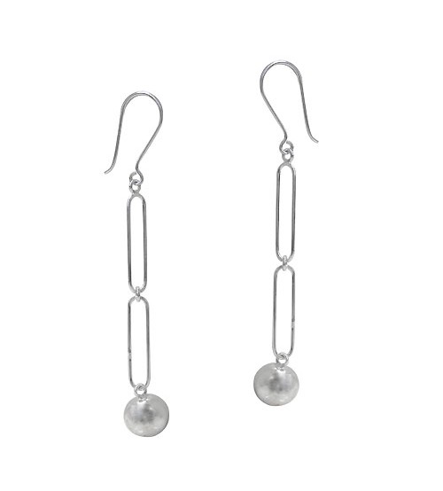 10mm Ball Bead Dangle Earrings, Sterling Silver