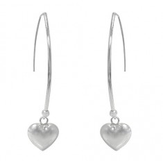 Heart Charm Dangle Earrings, Sterling Silver