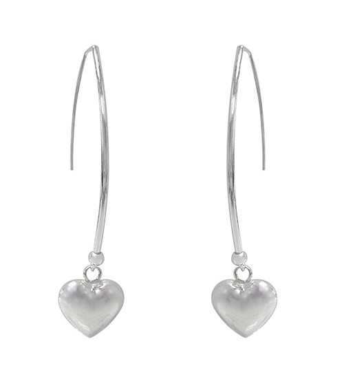 Heart Charm Dangle Earrings, Sterling Silver