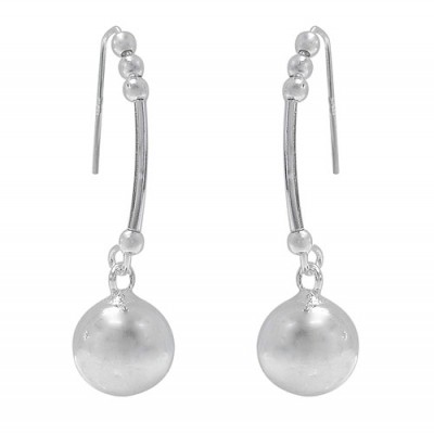 2.5-10mm Ball Bead Dangle Earrings, Sterling Silver