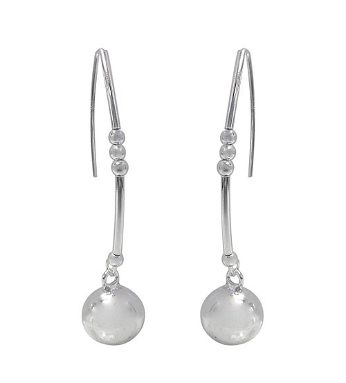 2.5-10mm Ball Bead Dangle Earrings, Sterling Silver