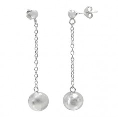 4-10mm Ball Bead Dangle Stud Earrings, Sterling Silver