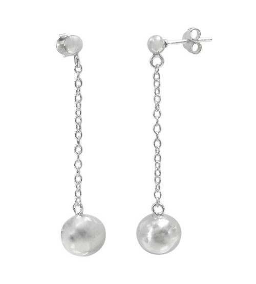 4-10mm Ball Bead Dangle Stud Earrings, Sterling Silver
