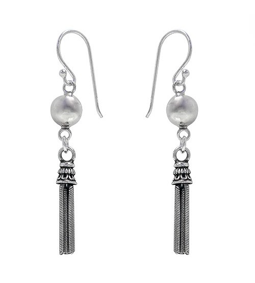 Tassel Dangle Earrings, Sterling Silver