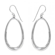 Oval Dangle Earrings, Sterling Silver