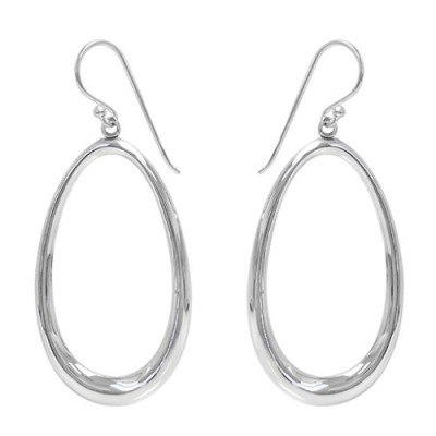Oval Dangle Earrings, Sterling Silver