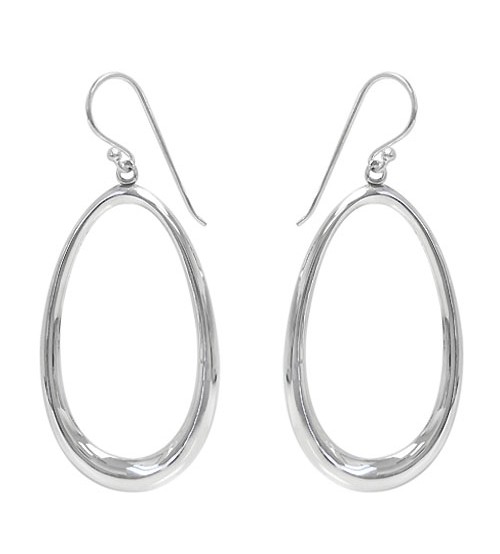 Oval Dangle Earrings, Sterling Silver