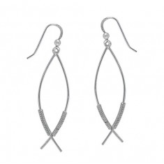 Curved Bars Dangle Earrings, Sterling Silver