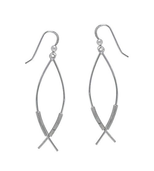 Curved Bars Dangle Earrings, Sterling Silver