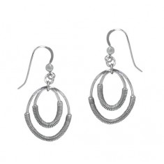 Oval Loops Dangle Earrings, Sterling Silver