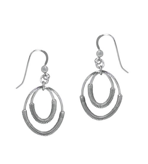 Oval Loops Dangle Earrings, Sterling Silver