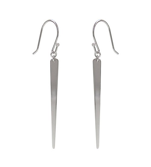 Flat Spike Dangle Earrings, Sterling Silver