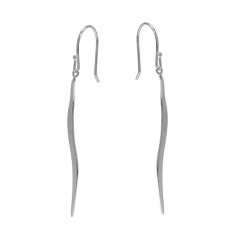 Flat & Wavy Spike Dangle Earrings, Sterling Silver