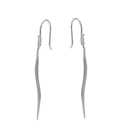Flat & Wavy Spike Dangle Earrings, Sterling Silver