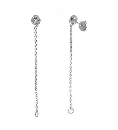 Love Knot Dangle Stud Earrings, Sterling Silver