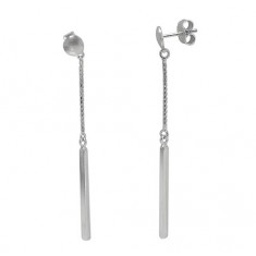 Long Bar Dangle Stud Earrings, Sterling Silver