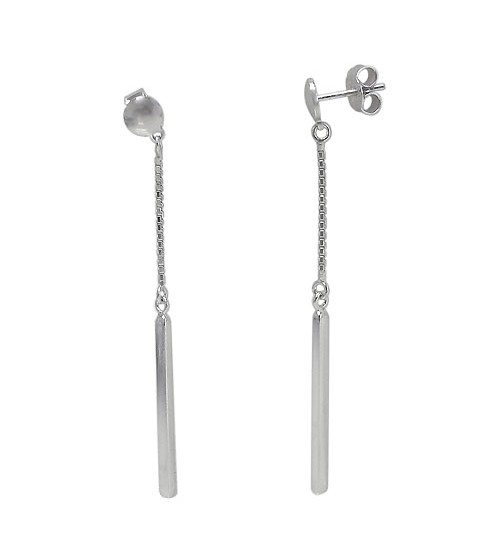 Long Bar Dangle Stud Earrings, Sterling Silver