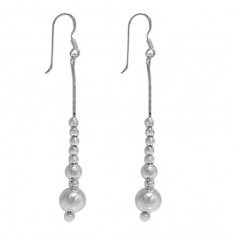 Multi Ball Bead Dangle Earrings, Sterling Silver