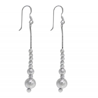 Multi Ball Bead Dangle Earrings, Sterling Silver