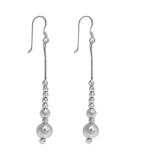 Multi Ball Bead Dangle Earrings, Sterling Silver