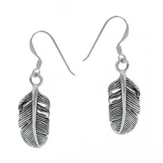 Feather Dangle Earrings, Sterling Silver