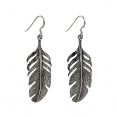 Feather Dangle Earrings, Sterling Silver