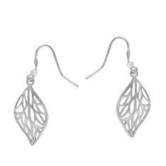 Leaf Dangle Earrings, Sterling Silver