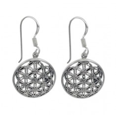 Flower of Life Dangle Earrings, Sterling Silver