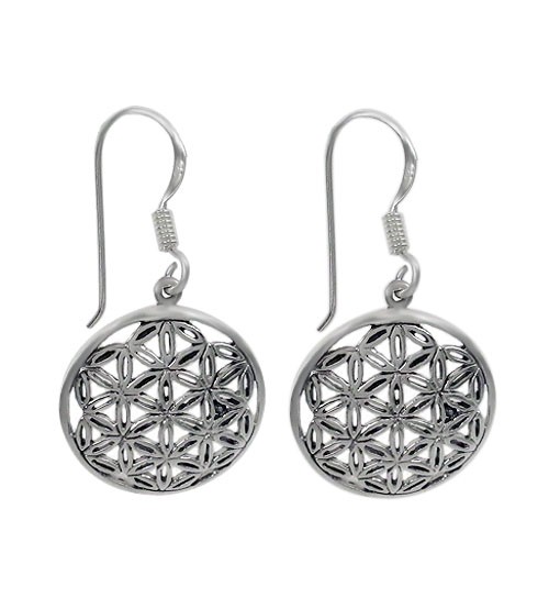 Flower of Life Dangle Earrings, Sterling Silver