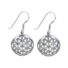 Flower of Life Dangle Earrings, Sterling Silver